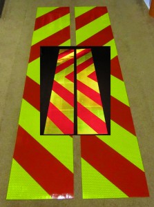 chevron panel red lime reflective