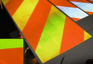 orange white lime reflective panels