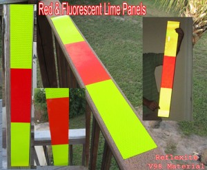 red fluorescent lime panels