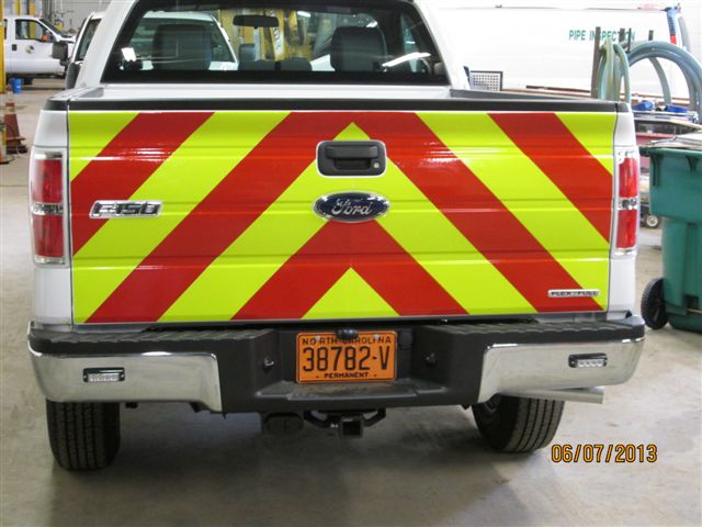 chevron striping 6" red lime tailgate