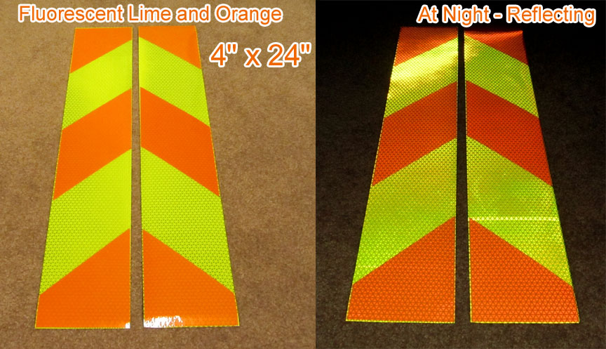 orange fluorescent lime reflective panel
