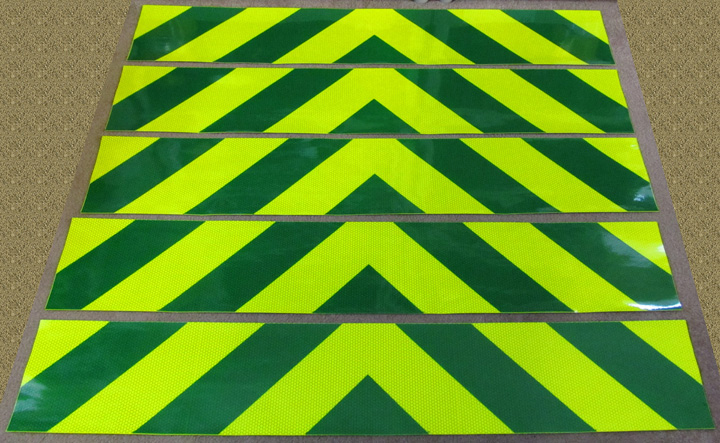 Lime yellow and green chevron panel stripes