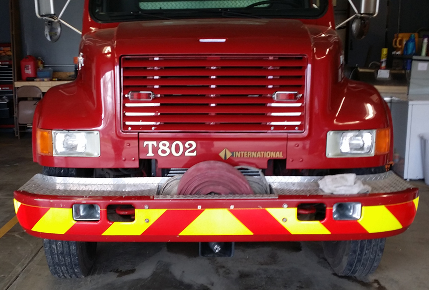 fire truck front bumper chevron reflective panel